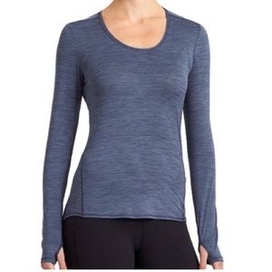Athleta Shadow Stripe Chi Blue Long Sleeve Top Size XXS